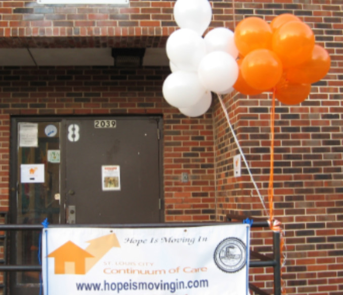 Banner and balloons for a school/prevention hub launch November 2009.