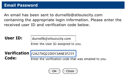 User ID and Verification Code