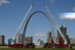 Fire aerial ladder trucks by arch