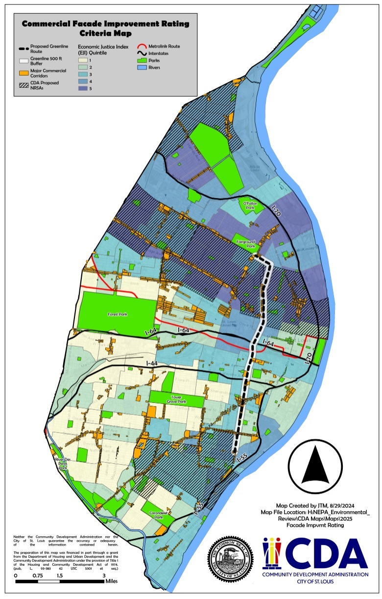 Map of major commercial streets in st. louis 