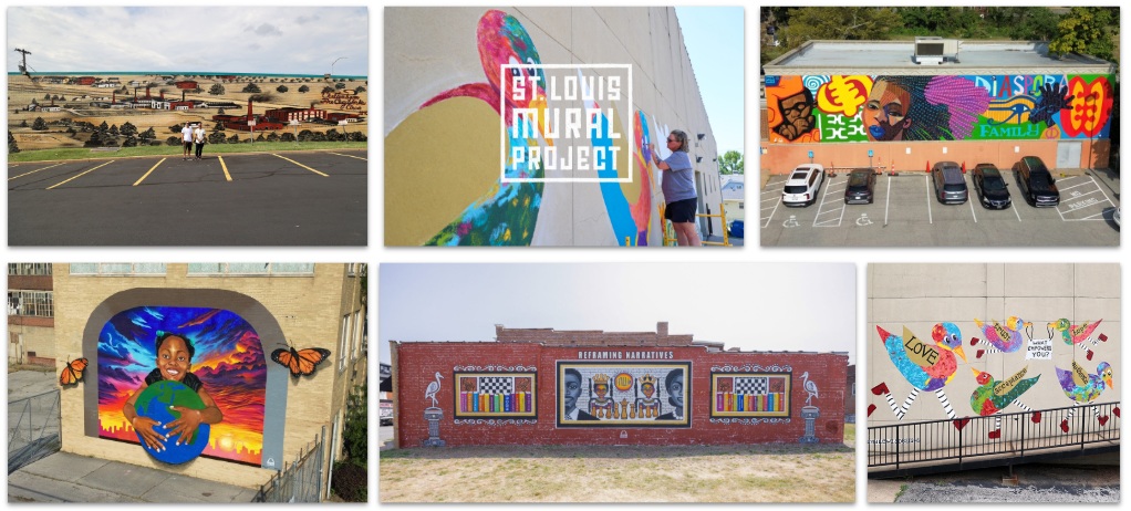 Six STL Mural Project murals 