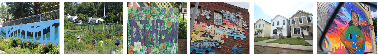 Stock banner neighborhoods Stock STL banner neighborhood scenes of art and gardens and houses