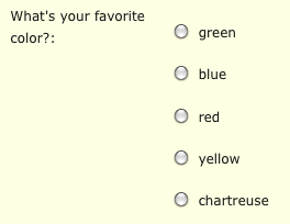 Example of radio buttons in a form