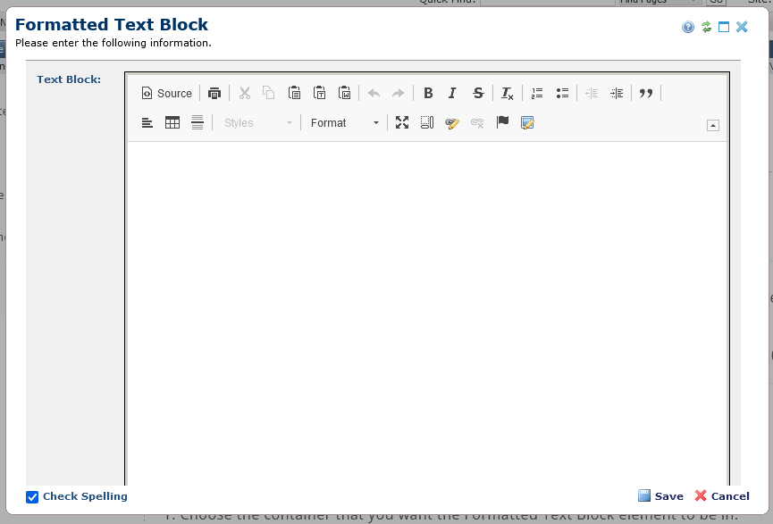 Formatted Text Block Element Editor