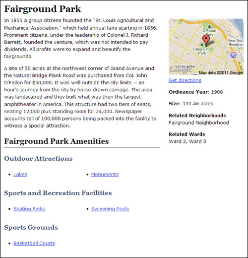 Fairground park example page