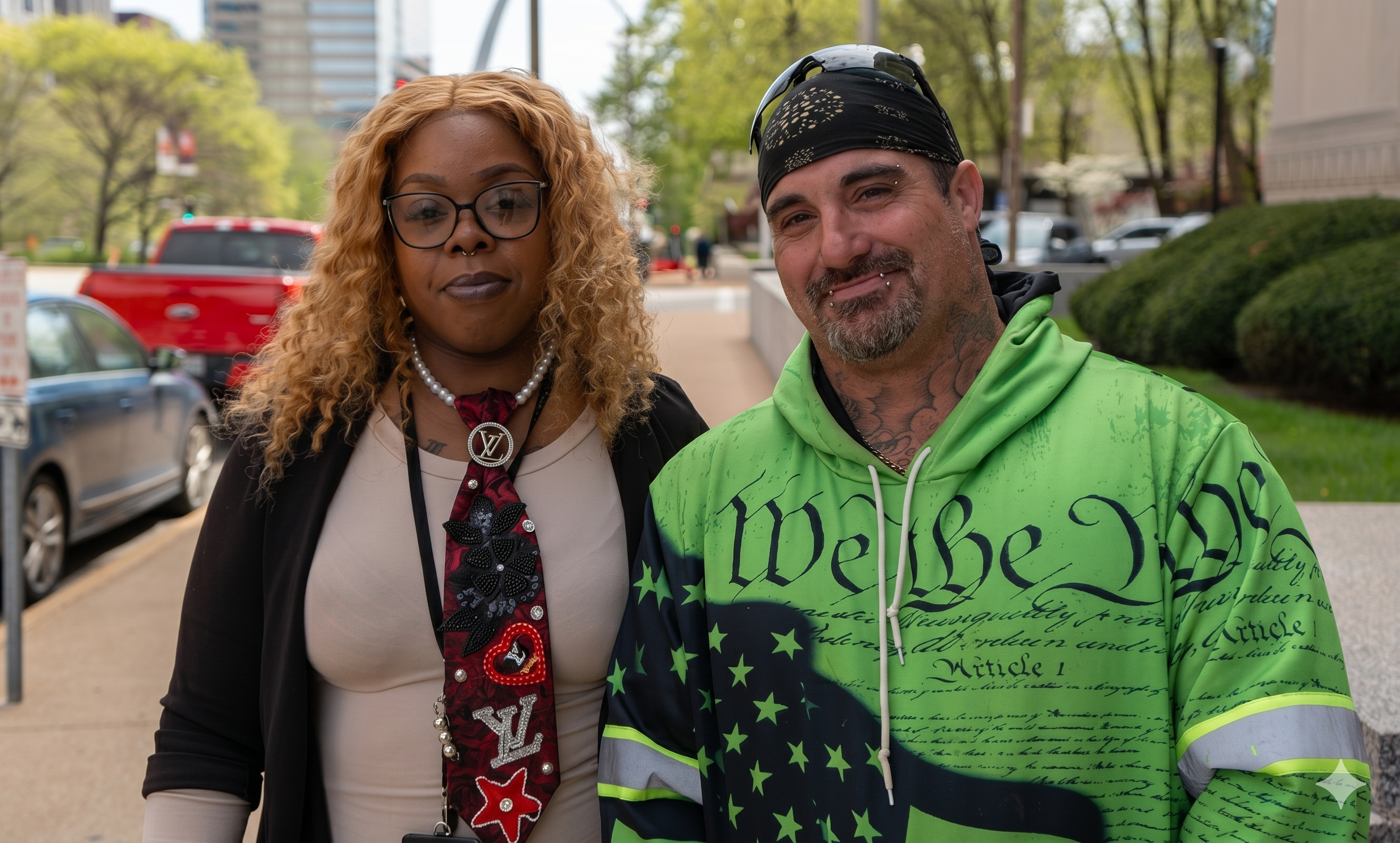 A photograph showing Leanndra Cheatham employee of the Department of Personnel and Matthew Richardson employee for the City of St. Louis Water Division