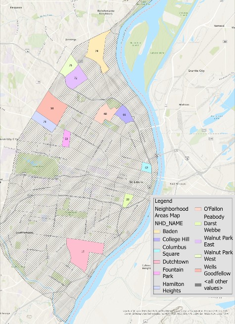 Map of planned community violence interruption neighborhood