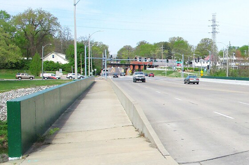 A newly completed sidewalk on Lansdowne over the River des Peres