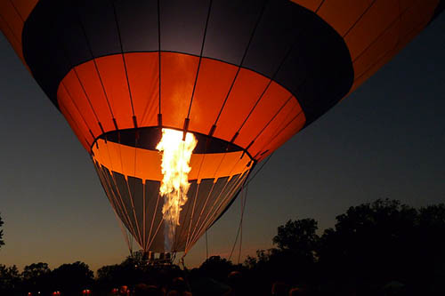 Hot air balloon lit up for Balloon Glow