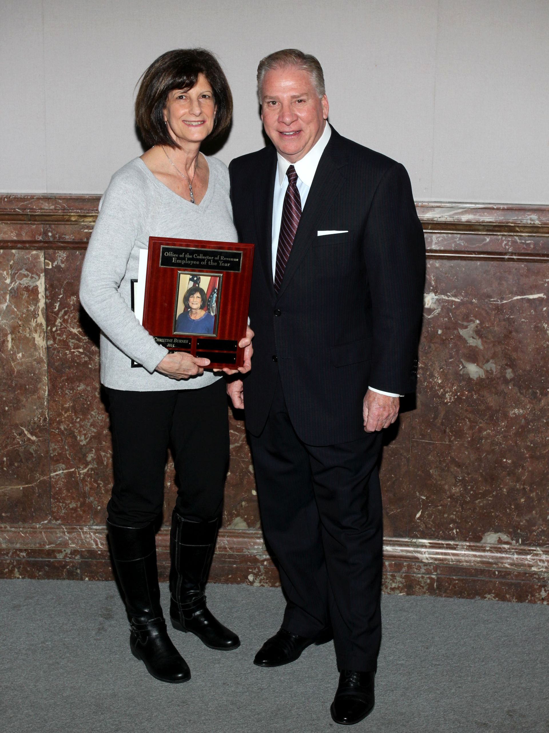 COR Employee of the Year for 2015 -- Michele Klupe with Gregory F.X. Daly